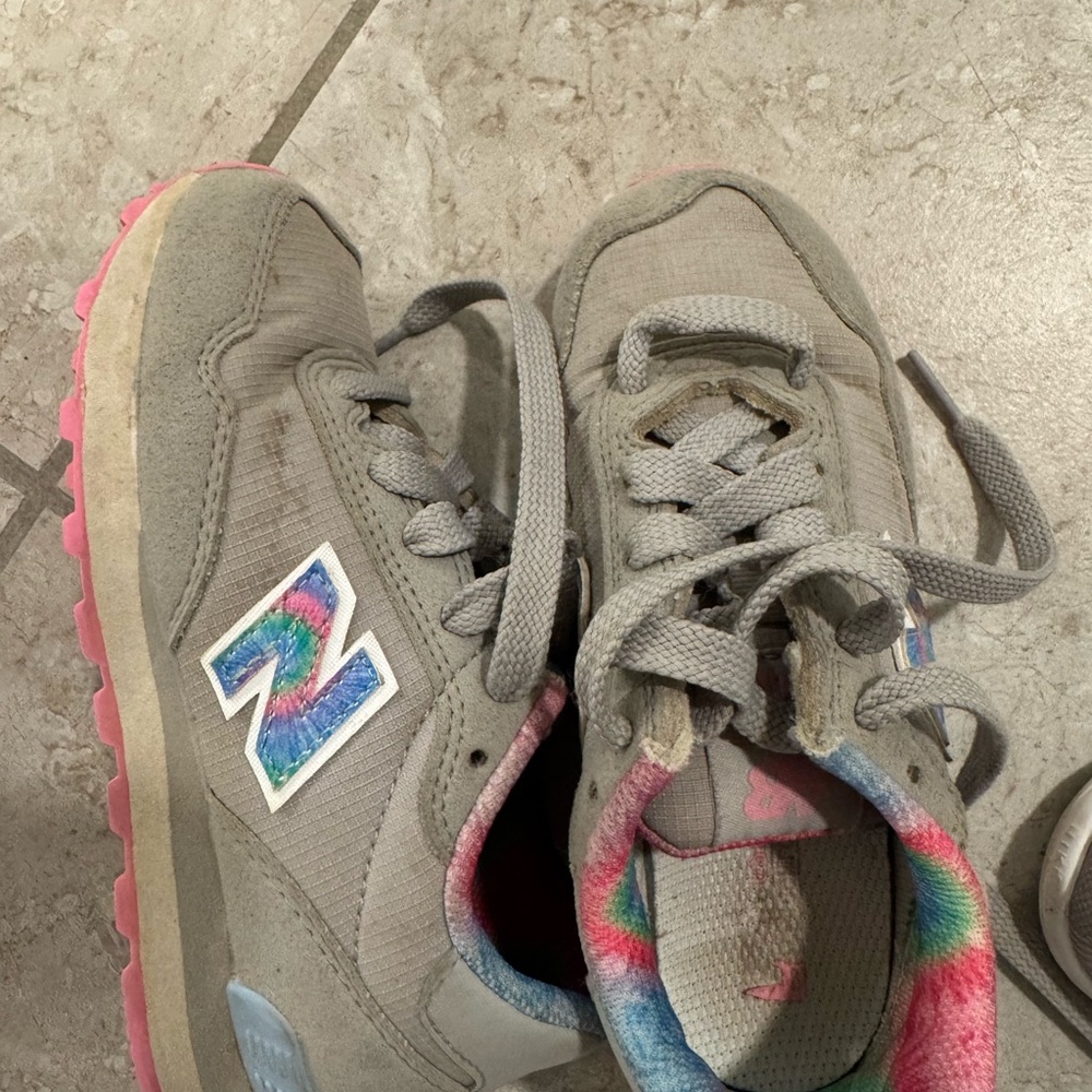 Kids Gray Sneakers with Rainbow Accents size 11